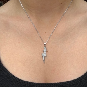 Diamante Bolt Necklace - Silver